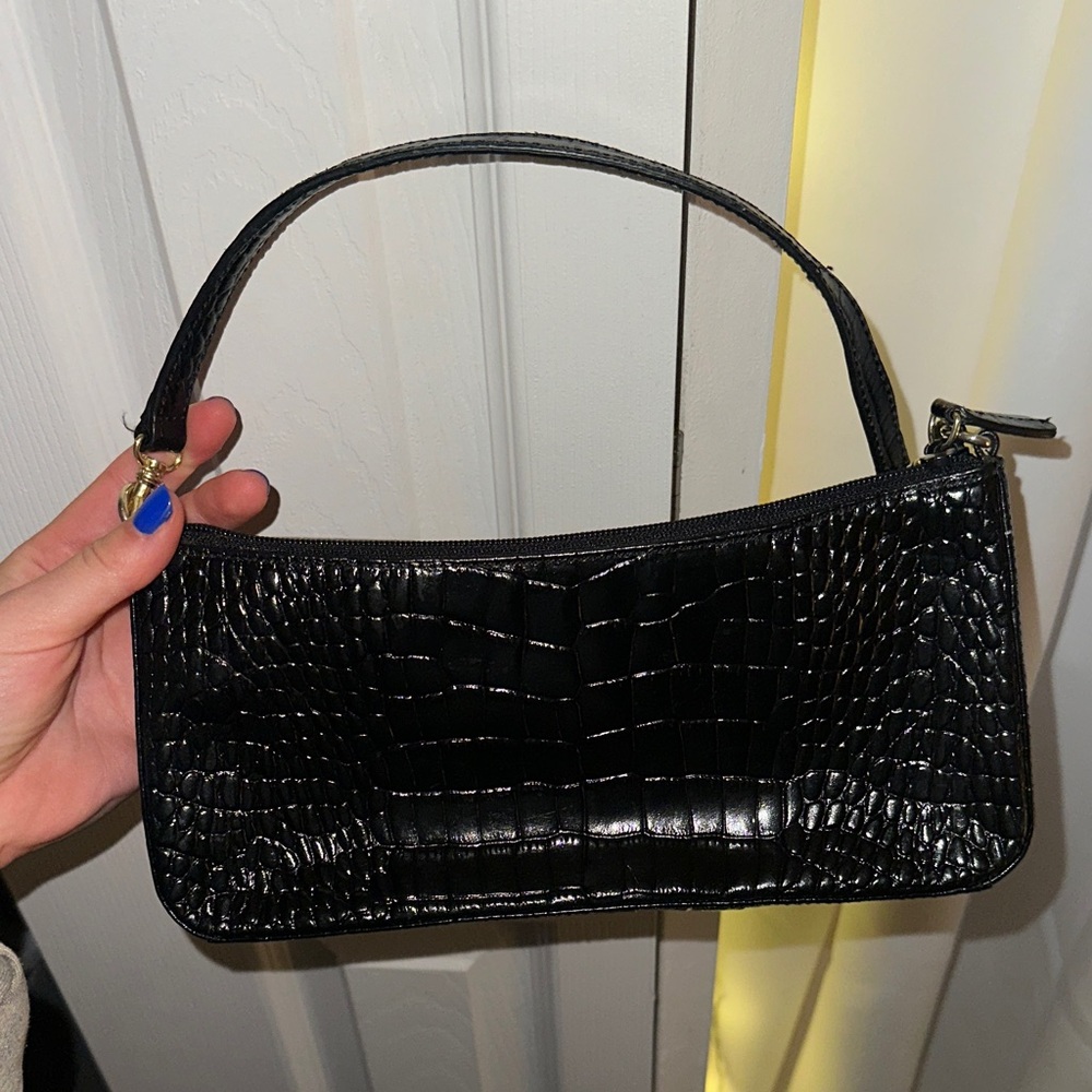 Giani Bernini Black Croc-Embossed Shoulder Bag